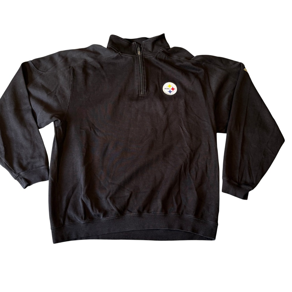 Cutter & Buck Mens Pittsburgh Steelers Pima Cotton Quarter Zip‎ Pullover Black